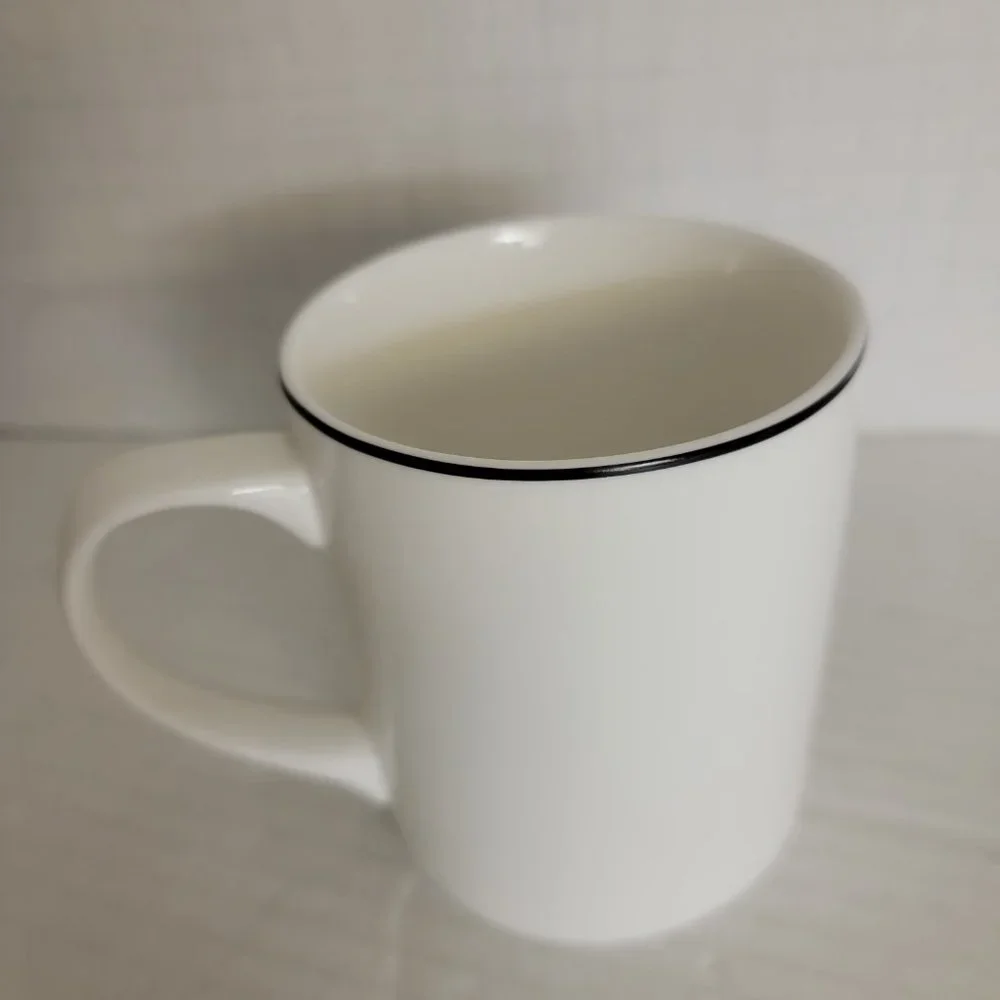 WILLIAMS SONOMA Initial Mug Letter “N” Monogram Coffee Tea Cup White Black
